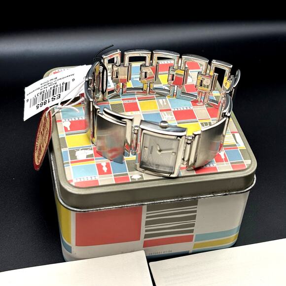 Fossil F2 ES1865 Womens Square Link Stainless Steel Bracelet Dress Watch NOS - Picture 4 of 17